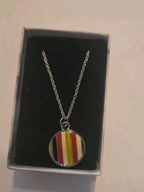 Coach Round Striped Pendant Necklace - Women Jewelry